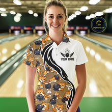 Load image into Gallery viewer, Custom Cute Funny Ginger Tabby Cat Bowling Women Polo Shirts, Cat Bowling Team Shirt IPHW10317