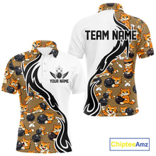 Load image into Gallery viewer, Custom Cute Funny Ginger Tabby Cat Bowling Men Polo Shirts, Cat Bowling Team Shirt IPHW10317