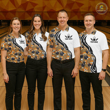 Load image into Gallery viewer, Custom Cute Funny Ginger Tabby Cat Bowling Men Polo Shirts, Cat Bowling Team Shirt IPHW10317