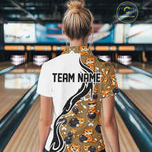 Load image into Gallery viewer, Custom Cute Funny Ginger Tabby Cat Bowling Women Quarter-Zip Shirts, Bowling Team Shirt IPHW10317