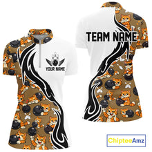 Load image into Gallery viewer, Custom Cute Funny Ginger Tabby Cat Bowling Women Quarter-Zip Shirts, Bowling Team Shirt IPHW10317