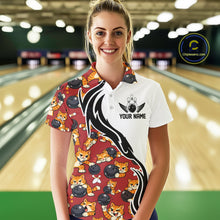 Load image into Gallery viewer, Custom Cute Funny Ginger Tabby Cat Bowling Women Polo Shirts, Cat Bowling Team Shirt IPHW10318