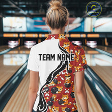 Load image into Gallery viewer, Custom Cute Funny Ginger Tabby Cat Bowling Women Polo Shirts, Cat Bowling Team Shirt IPHW10318