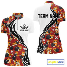 Load image into Gallery viewer, Custom Cute Funny Ginger Tabby Cat Bowling Women Quarter-Zip Shirts, Bowling Team Shirt IPHW10318