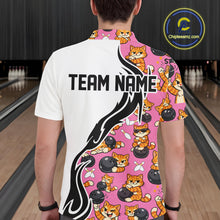Load image into Gallery viewer, Custom Cute Funny Ginger Tabby Cat Bowling Men Polo Shirts, Cat Bowling Team Shirt IPHW10319