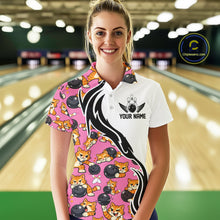 Load image into Gallery viewer, Custom Cute Funny Ginger Tabby Cat Bowling Women Polo Shirts, Cat Bowling Team Shirt IPHW10319