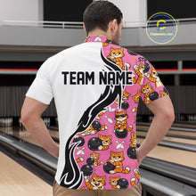 Load image into Gallery viewer, Custom Cute Funny Ginger Tabby Cat Bowling Men Quarter-Zip Shirts, Cat Bowling Team Shirt IPHW10319