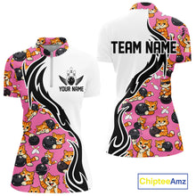 Load image into Gallery viewer, Custom Cute Funny Ginger Tabby Cat Bowling Women Quarter-Zip Shirts, Bowling Team Shirt IPHW10319