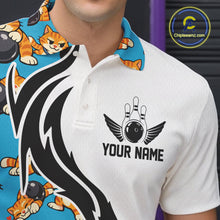 Load image into Gallery viewer, Custom Cute Funny Ginger Tabby Cat Bowling Men Polo Shirts, Cat Bowling Team Shirt IPHW10320