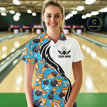 Load image into Gallery viewer, Custom Cute Funny Ginger Tabby Cat Bowling Women Polo Shirts, Cat Bowling Team Shirt IPHW10320