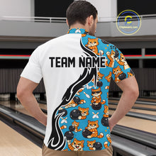 Load image into Gallery viewer, Custom Cute Funny Ginger Tabby Cat Bowling Men Quarter-Zip Shirts, Cat Bowling Team Shirt IPHW10320