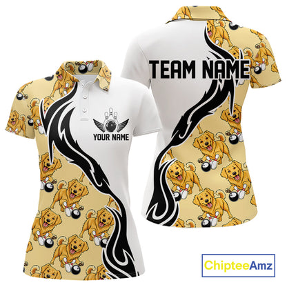 Custom Funny Golden Retriever Dog Women Bowling Team Shirt, Dog Lovers Bowling Uniform IPHW10321