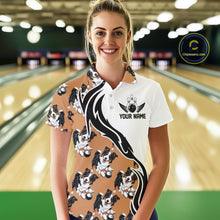 Load image into Gallery viewer, Custom Funny Border Collie Dog Women Bowling Team Shirt, Dog Lovers Bowling Uniform IPHW10322