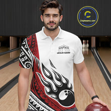 Load image into Gallery viewer, Custom Red Tribal Polynesian Pattern Men Bowling Team Shirt, Maori Style Bowling Outfit IPHW10326