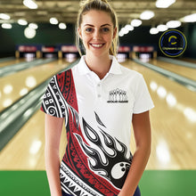 Load image into Gallery viewer, Custom Red Tribal Polynesian Pattern Women Bowling Team Shirt, Maori Style Bowling Outfit IPHW10326