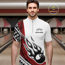 Load image into Gallery viewer, Custom Red Tribal Polynesian Pattern Men Bowling Team Shirt, Maori Style Bowling Outfit IPHW10326
