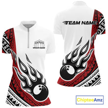 Load image into Gallery viewer, Custom Red Tribal Polynesian Pattern Women Bowling Shirt, Maori Style Bowling Outfit IPHW10326