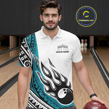 Load image into Gallery viewer, Custom Blue Tribal Polynesian Pattern Men Bowling Team Shirt, Maori Style Bowling Outfit IPHW10327
