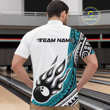 Load image into Gallery viewer, Custom Blue Tribal Polynesian Pattern Men Bowling Team Shirt, Maori Style Bowling Outfit IPHW10327