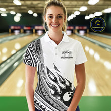 Load image into Gallery viewer, Custom Gray Tribal Polynesian Pattern Women Bowling Team Shirt, Maori Style Bowling Outfit IPHW10328