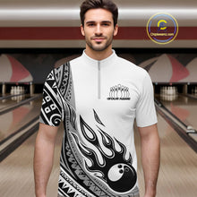 Load image into Gallery viewer, Custom Gray Tribal Polynesian Pattern Men Bowling Team Shirt, Maori Style Bowling Outfit IPHW10328