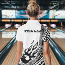 Load image into Gallery viewer, Custom Gray Tribal Polynesian Pattern Women Bowling Shirt, Maori Style Bowling Outfit IPHW10328