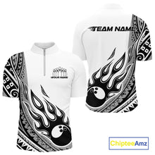 Load image into Gallery viewer, Custom Gray Tribal Polynesian Pattern Men Bowling Team Shirt, Maori Style Bowling Outfit IPHW10328
