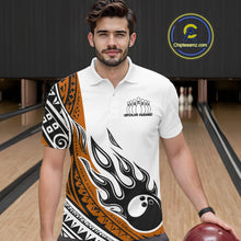 Load image into Gallery viewer, Custom Orange Tribal Polynesian Pattern Men Bowling Shirt, Maori Style Bowling Outfit IPHW10329