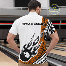Load image into Gallery viewer, Custom Orange Tribal Polynesian Pattern Men Bowling Shirt, Maori Style Bowling Outfit IPHW10329