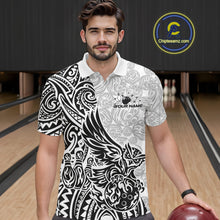 Load image into Gallery viewer, Custom Black And White Tribal Tattoo Pattern Polynesian Owl Bowling Men Polo Shirts IPHW10333