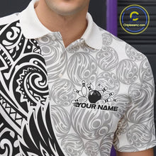 Load image into Gallery viewer, Custom Black And White Tribal Tattoo Pattern Polynesian Owl Bowling Men Polo Shirts IPHW10333