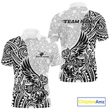 Load image into Gallery viewer, Custom Black And White Tribal Tattoo Pattern Polynesian Owl Bowling Men Polo Shirts IPHW10333