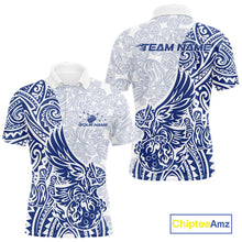Load image into Gallery viewer, Custom Blue Tribal Tattoo Pattern Polynesian Owl Bowling Men Polo Shirts IPHW10334