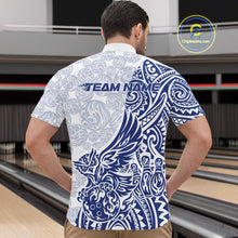 Load image into Gallery viewer, Custom Blue Tribal Tattoo Pattern Polynesian Owl Bowling Men Quarter-Zip Shirts IPHW10334
