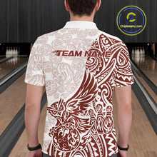 Load image into Gallery viewer, Custom Red Brown Tribal Tattoo Pattern Polynesian Owl Bowling Men Polo Shirts IPHW10335
