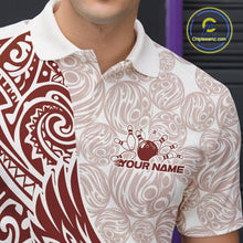 Load image into Gallery viewer, Custom Red Brown Tribal Tattoo Pattern Polynesian Owl Bowling Men Polo Shirts IPHW10335