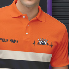 Load image into Gallery viewer, Custom Classic Retro Orange Bowling Polo Shirts For Men, Bowling Team Shirt With Name IPHW8531