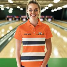 Load image into Gallery viewer, Custom Classic Retro Orange Bowling Polo Shirts For Women, Bowling Team Shirt With Name IPHW8531