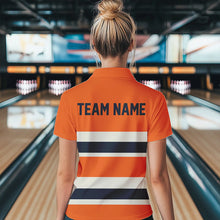 Load image into Gallery viewer, Custom Classic Retro Orange Bowling Polo Shirts For Women, Bowling Team Shirt With Name IPHW8531