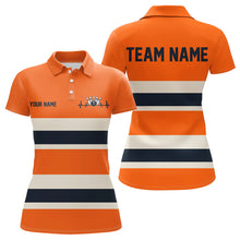 Load image into Gallery viewer, Custom Classic Retro Orange Bowling Polo Shirts For Women, Bowling Team Shirt With Name IPHW8531