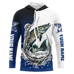 Custom Pike Long Sleeve Fishing Shirts, Fish Hook Shirt Design Pike Fishing Jerseys IPHW6221