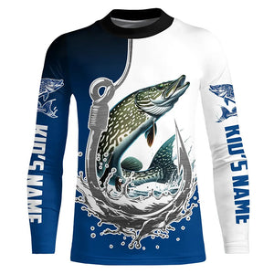 Custom Pike Long Sleeve Fishing Shirts, Fish Hook Shirt Design Pike Fishing Jerseys IPHW6221