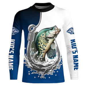 Custom Crappie Long Sleeve Fishing Shirts, Fish Hook Shirt Design Crappie Fishing Jerseys IPHW6222