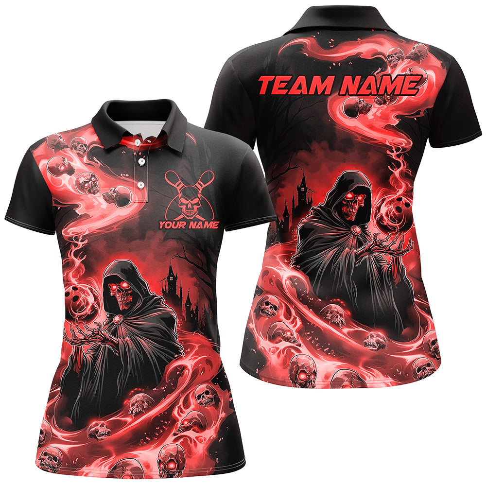 Black And Red Grim Reaper Custom Halloween Bowling Team Shirts For Men, Bowling Gifts IPHW7614