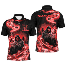 Load image into Gallery viewer, Black And Red Grim Reaper Custom Halloween Bowling Team Shirts For Men, Bowling Gifts IPHW7614