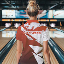 Load image into Gallery viewer, Custom White And Orange Bowling Team Women Quarter-Zip Shirt, Bowling Ball Pattern Outfit IPHW8743