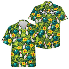 Load image into Gallery viewer, Custom Tropical Leaves And Hibiscus Flower Hawaiian Bowling Shirts For Men And Women IPHW10850