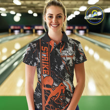 Load image into Gallery viewer, Custom Orange And Gray Camo Strike Bowling Women Polo Team Shirts, Strike Bowling Jersey IPHW9244