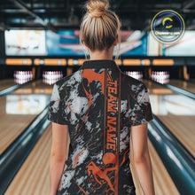 Load image into Gallery viewer, Custom Orange And Gray Camo Strike Bowling Women Polo Team Shirts, Strike Bowling Jersey IPHW9244