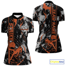 Load image into Gallery viewer, Custom Orange And Gray Camo Strike Bowling Women Quarter-Zip Team Shirts, Bowling Jersey IPHW9244